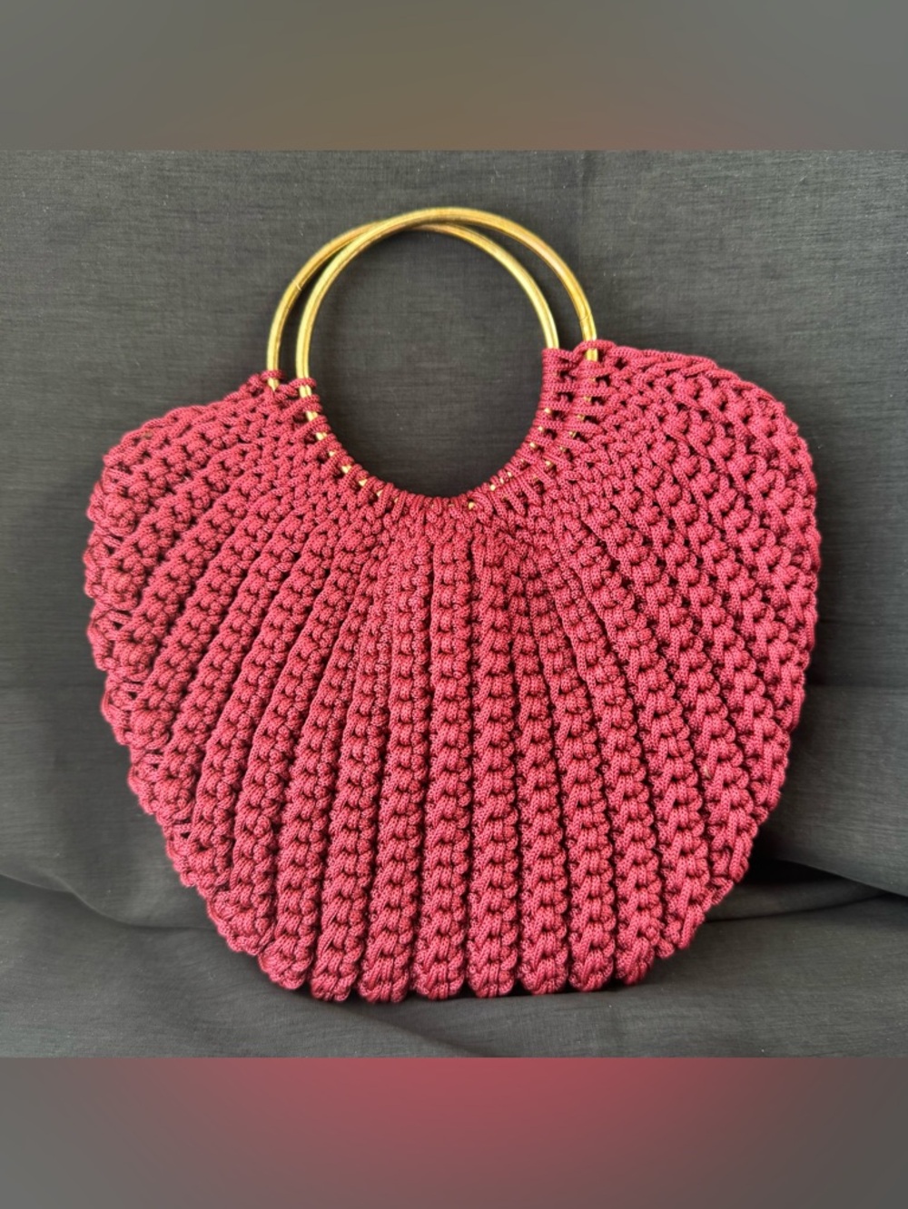 Handmade seashell-style crochet handbag